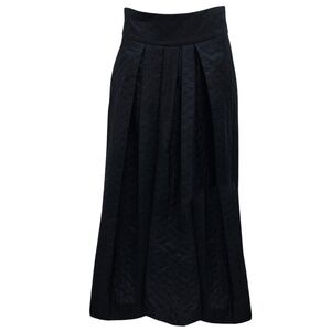 DRIES VAN NOTEN BLACK PUCKERED MIDI SKIRT